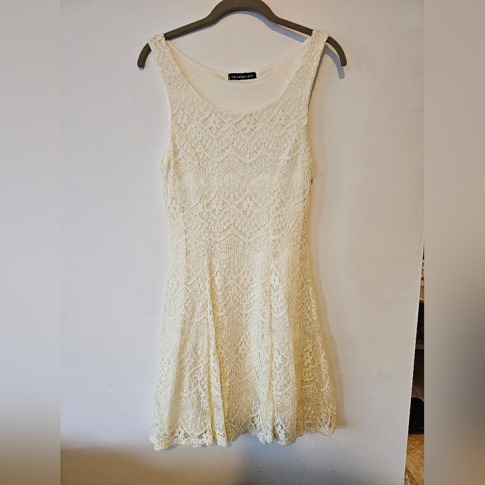 You are not alone white lace crochet dress